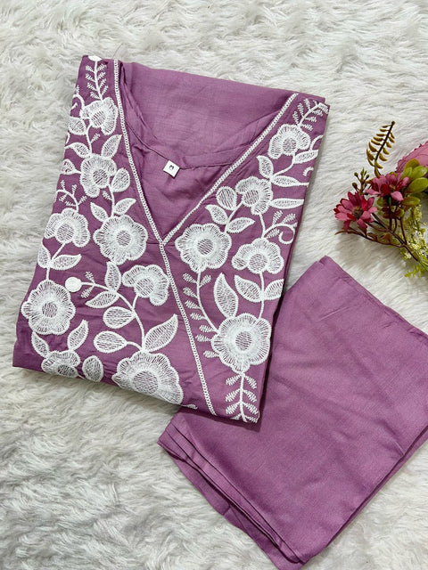 Beautiful Chikankari Trending Cotton Suit Set Kurti and Pant