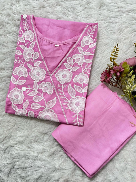 Beautiful Chikankari Trending Cotton Suit Set Kurti and Pant
