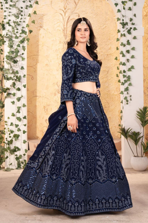 Embroidered Semi Stitched Lehenga Choli