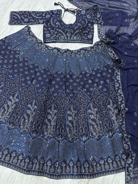 Embroidered Semi Stitched Lehenga Choli