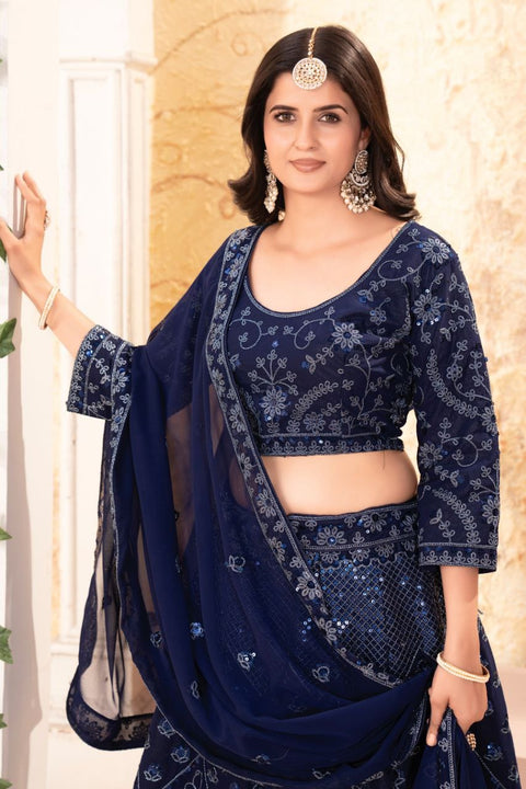 Embroidered Semi Stitched Lehenga Choli