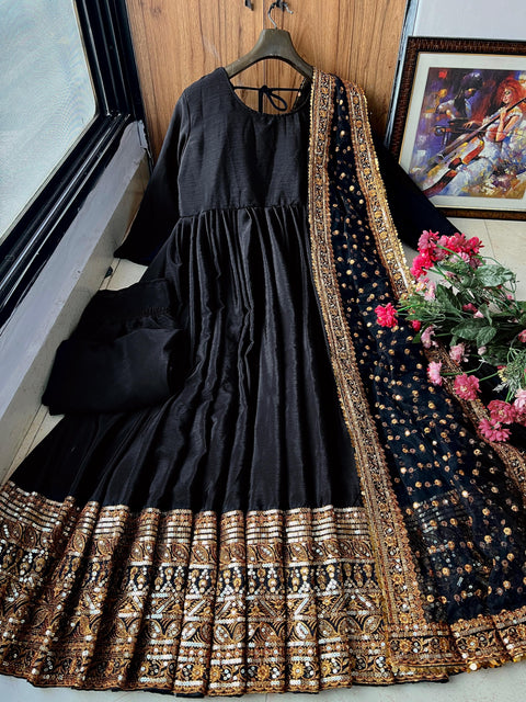 Georgette Party Wear Gown with embrodery dupatta