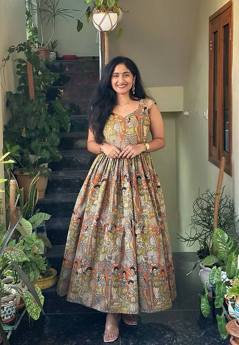 Beautiful Cotton Chanderi Paired With Georgette suit