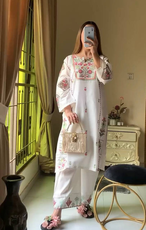 Fancy Design Party Wear Top Plazzo & Dupatta suit
