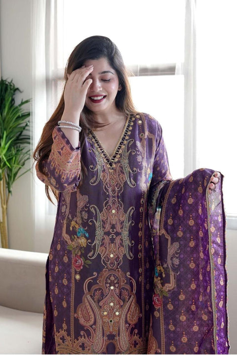 Embroidered  Georgette kurti pent with dupptta suit