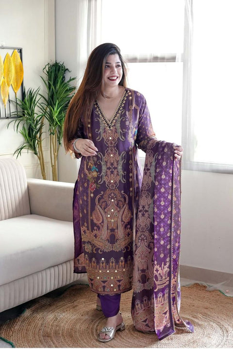 Embroidered  Georgette kurti pent with dupptta suit