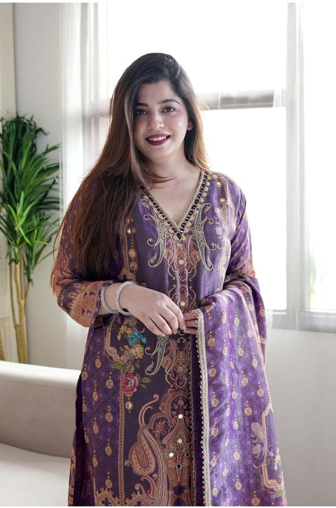 Embroidered  Georgette kurti pent with dupptta suit
