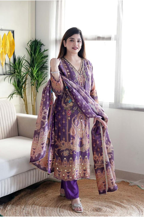 Embroidered  Georgette kurti pent with dupptta suit