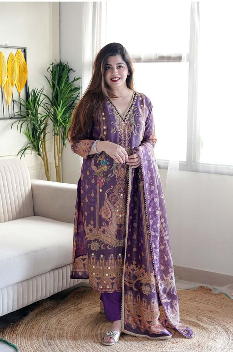 Embroidered  Georgette kurti pent with dupptta suit