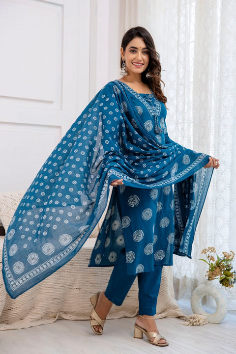 Rayon Fabric Printed Kurti Pant And Dupatta