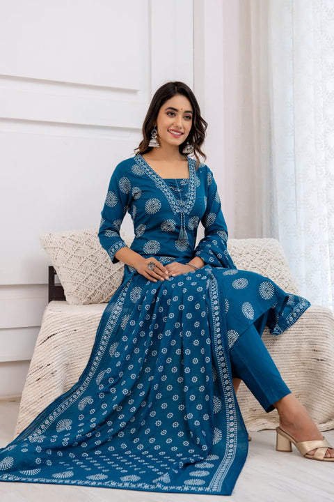 Rayon Fabric Printed Kurti Pant And Dupatta