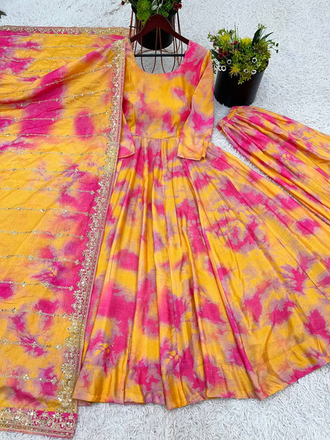 Women Embroidered Prined NATURAL CREPE KURTI SUIT