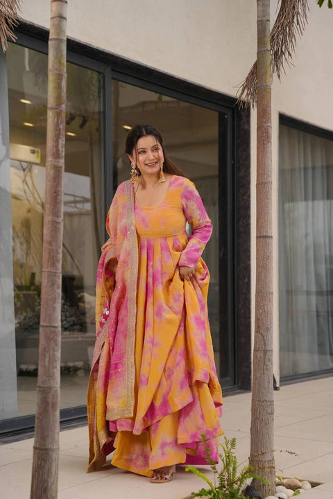 Women Embroidered Prined NATURAL CREPE KURTI SUIT