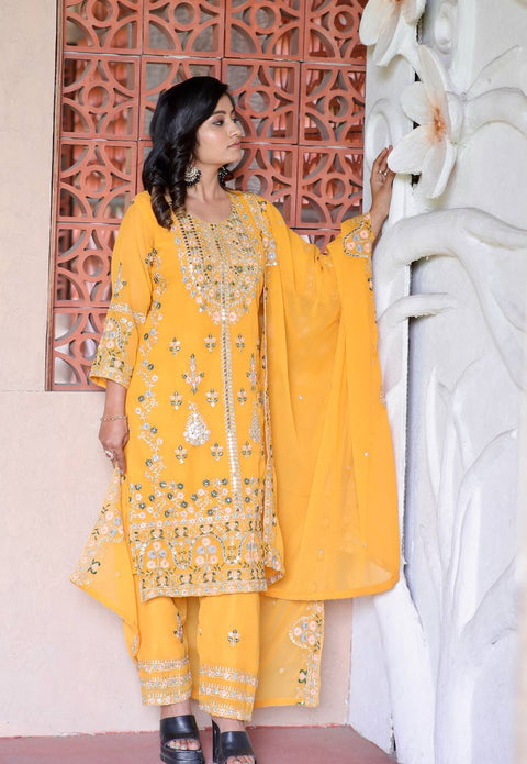New Designer Party Wear Look Pure Chinnon Silk Stitched Suit