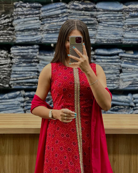 NEW DESIGNER HEAVY FUAX GEORGETTE FANCY CUT KURTI WITH DUPATTA