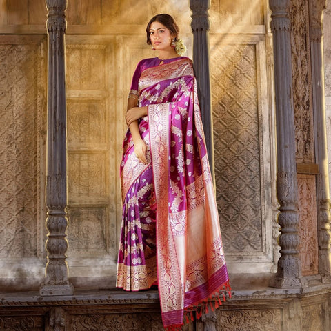 Designer Banarasi Silk Jacquard Saree with Blouse
