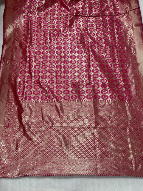 Designer elegant Magenta Floral Pure Silk Saree