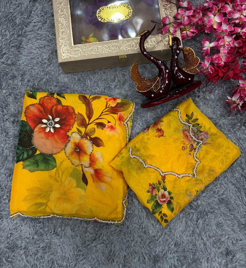 Georgette embroidery work saree,