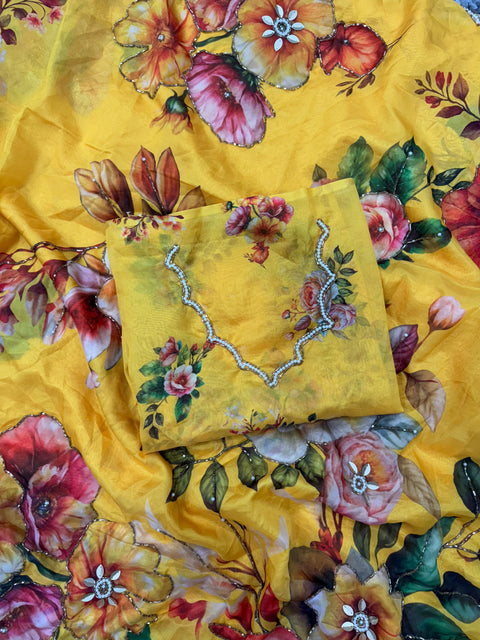 Georgette embroidery work saree,