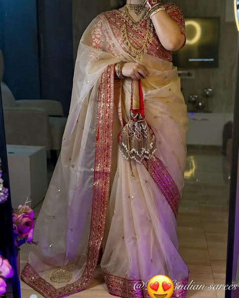 Launching new designer organza silk saree