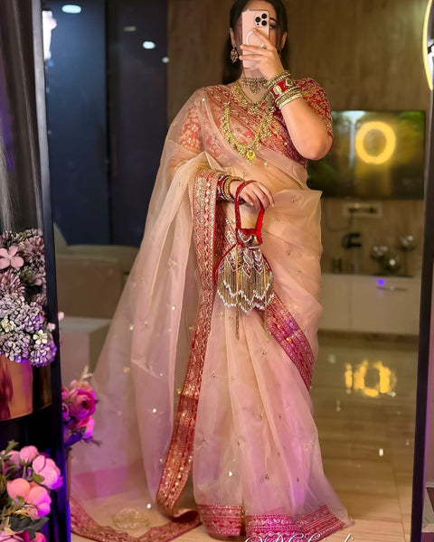 Launching new designer organza silk saree