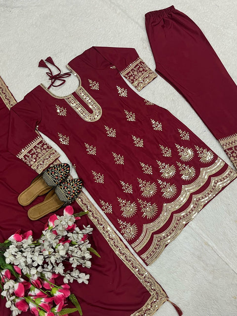Presenting New Designer Collection In Faux Georgette With Heavy Embroidery Coding
