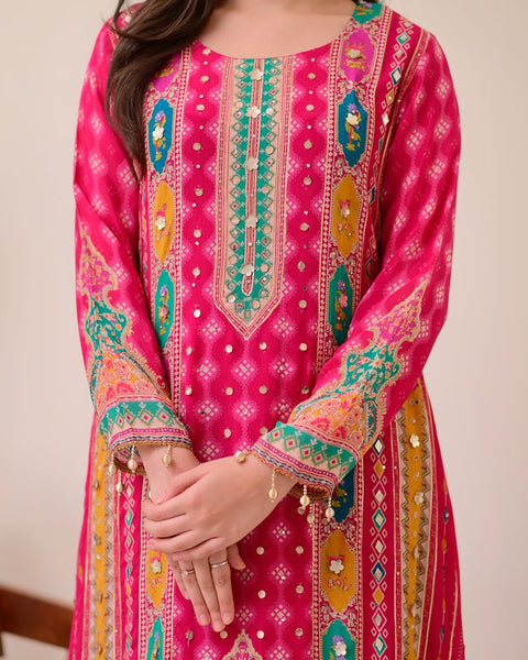 women Printed&Embroidered Kurti  Pant with Dupatta