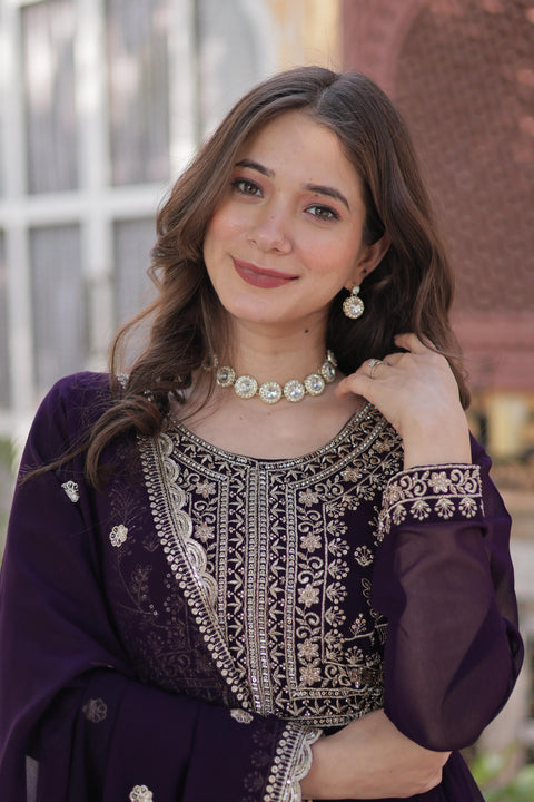 Anarkali Stylish Fancy Trendy Gown With embroidery Dupatta