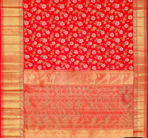 Heavy banarasi silk saree with beautiful floral design blouse