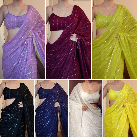 New Saree For Party Wedding And Festival Saree with Heavy georgette