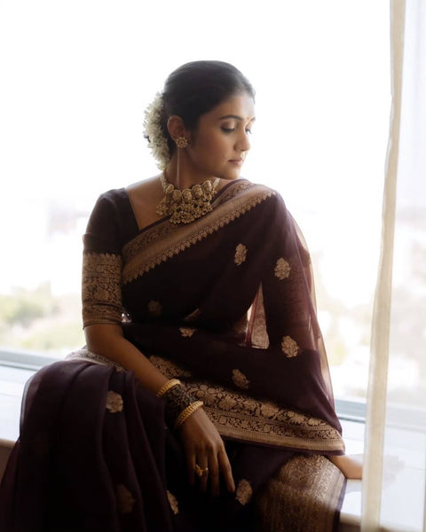 Banarasee Handwoven fully Silk Saree With Zari Border