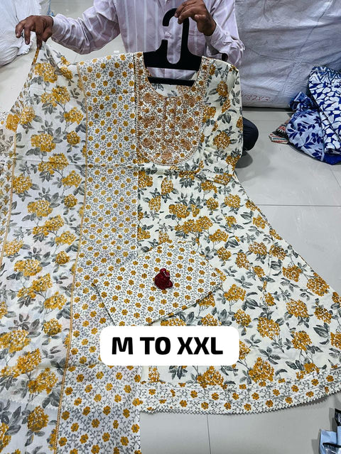 Jaipuri Traditional Hand Block Printed Soft Cotton Mulmul kurti pent with dupatta
