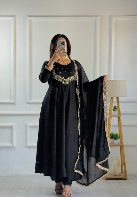 NEW PARTY WEAR FAUX GEORGETTE PRINTED ANARKALI STICHED SUIT