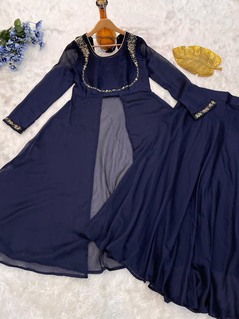 Launching New Designer Party Wear Look Gown Dupatta and Fully Stiched Bottom