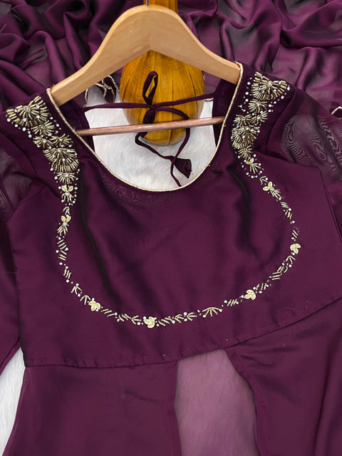 Launching New Designer Party Wear Look Gown Dupatta and Fully Stiched Bottom