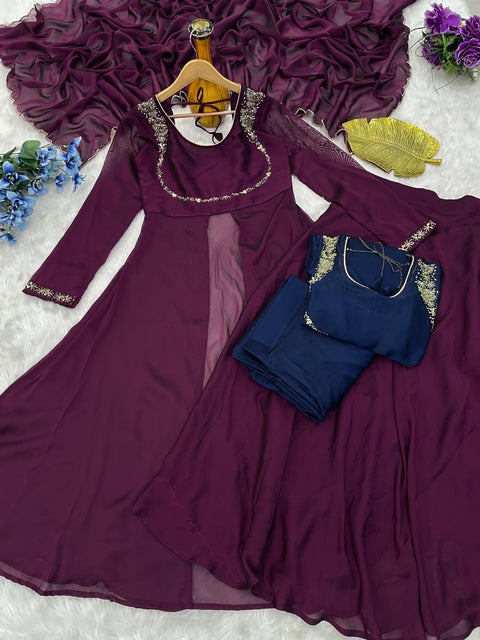 Launching New Designer Party Wear Look Gown Dupatta and Fully Stiched Bottom