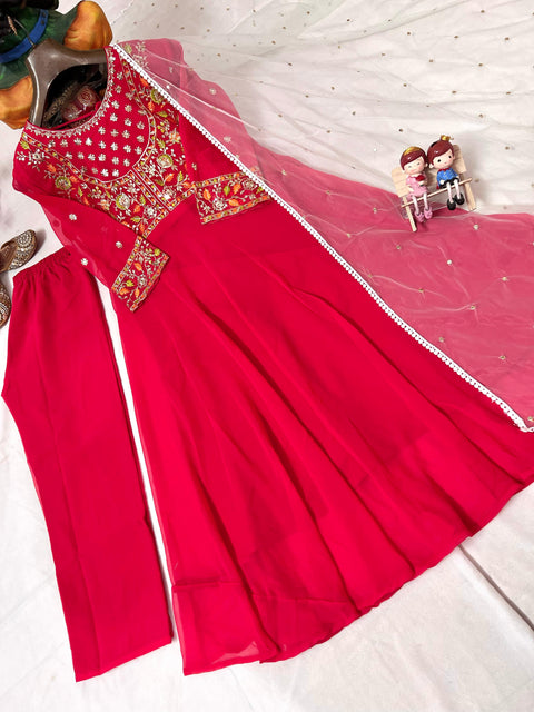 new stylish embroidery choli work gown with dupatta