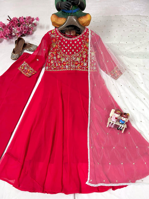 new stylish embroidery choli work gown with dupatta