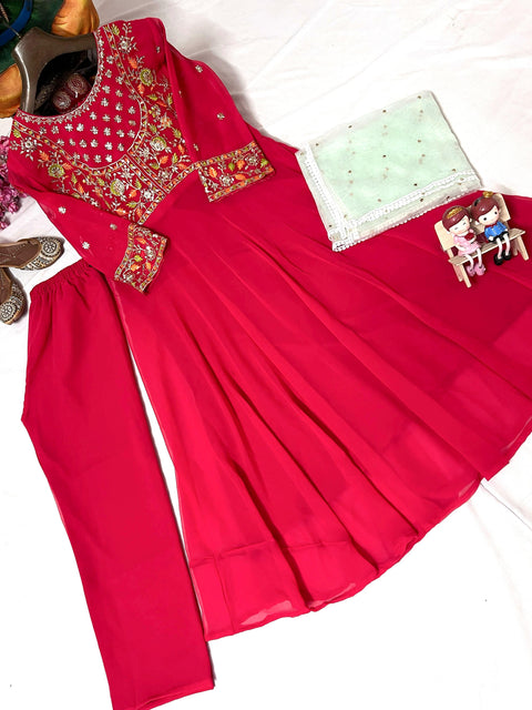 new stylish embroidery choli work gown with dupatta