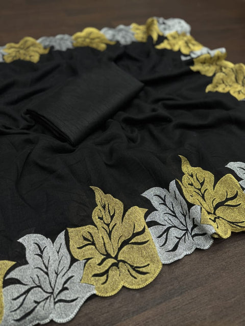 Designer georgette aari work border saree with sequance work blouse