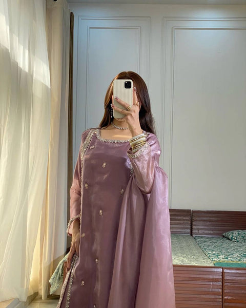 Design Silk Blend Floral Embroidered Regular Kurti plazzo & dupatta