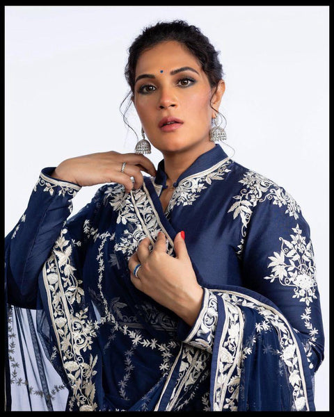 New Designer Collection in Pure Chinnon With Heavy Embroidery Stitched Ready to wear