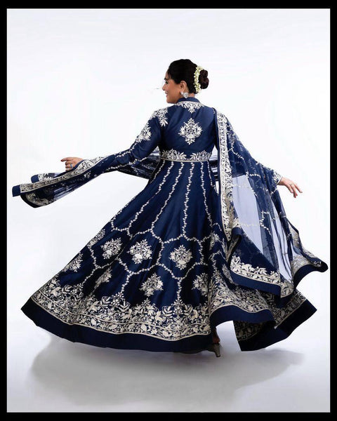 New Designer Collection in Pure Chinnon With Heavy Embroidery Stitched Ready to wear