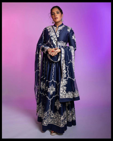 New Designer Collection in Pure Chinnon With Heavy Embroidery Stitched Ready to wear