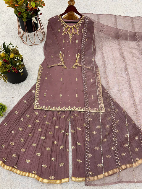 Launching New Designer Party Wear Look Top Plazzo & Dupatta Suit