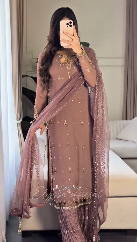 Launching New Designer Party Wear Look Top Plazzo & Dupatta Suit