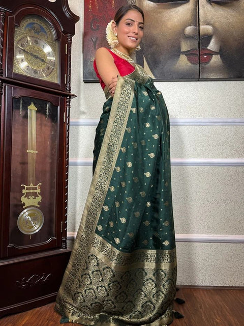 jacquard work on all over saree with very soft material.