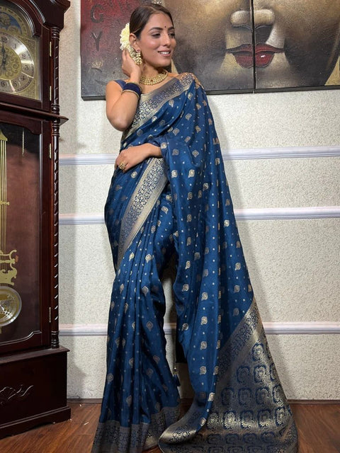 jacquard work on all over saree with very soft material.