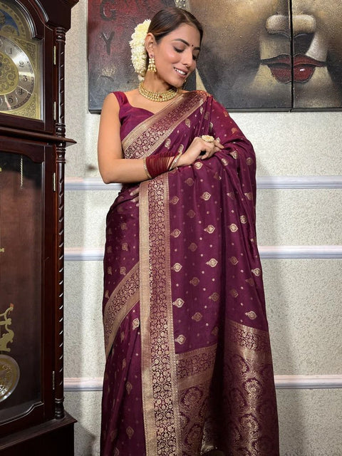 jacquard work on all over saree with very soft material.