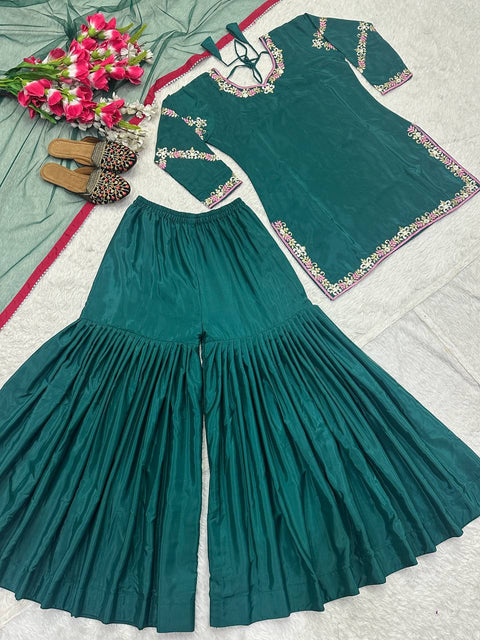 Designer Heavy Party Wear Faux Georgette With Embroidery Work